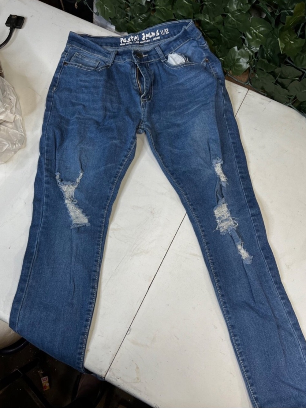 Women's Skinny Distressed Blue Jeans